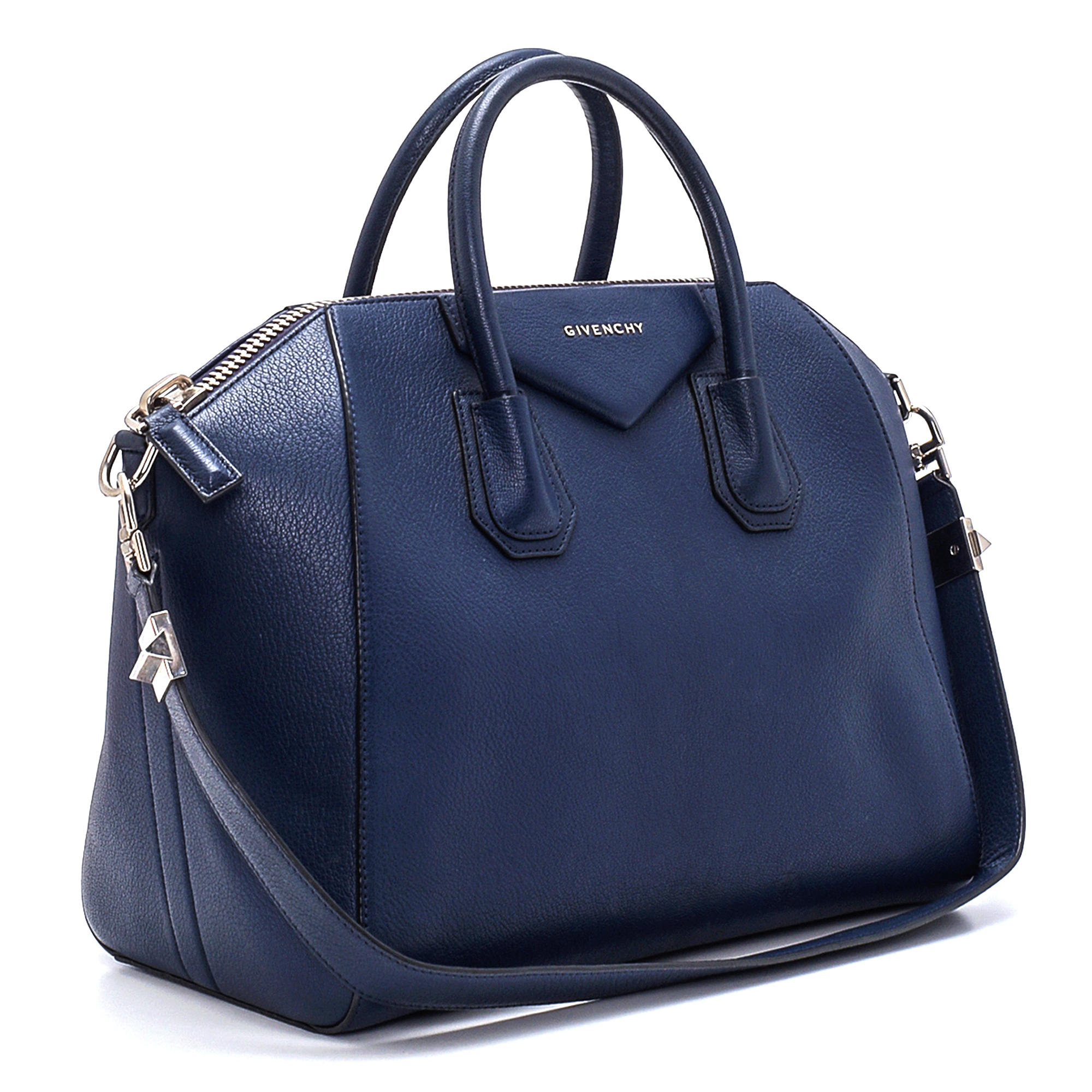 Givenchy - Navy Blue Leather Medium Antigona Bag